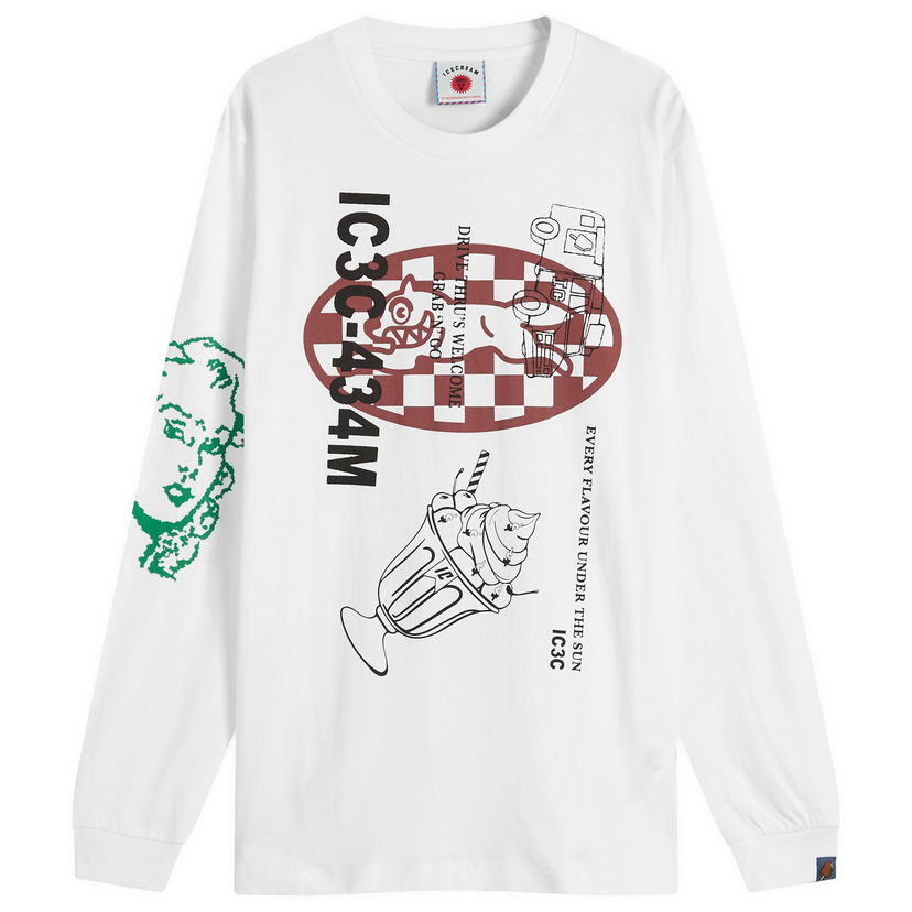 Majica BBC IceCream Multi Graphic Long Sleeve T-Shirt, Size Large Bela | IC25355-WHT