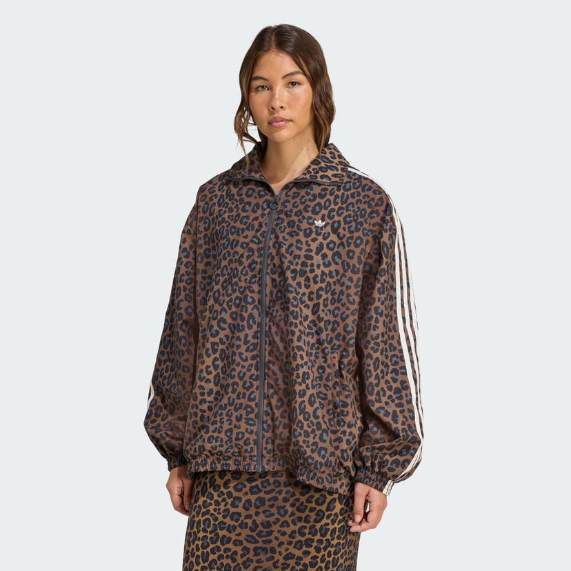 Jakna adidas Performance Leopard Firebird Oversized Track Jacket Rjava | JW7301