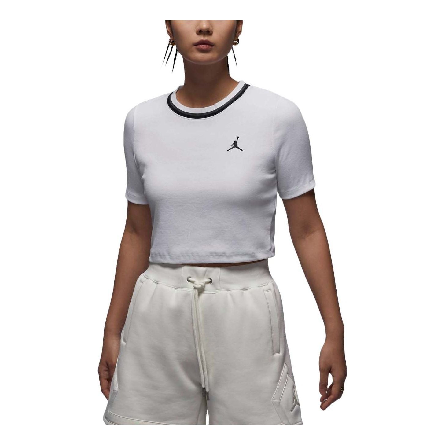 Krop-top Jordan Knit Crop T-Shirt Bela | FV7090-100, 0