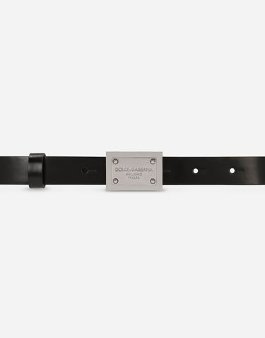 Pasovi Dolce & Gabbana Dolce & Gabbana Leather Belt with Square Buckle Črna | EC0081A103780999, 2