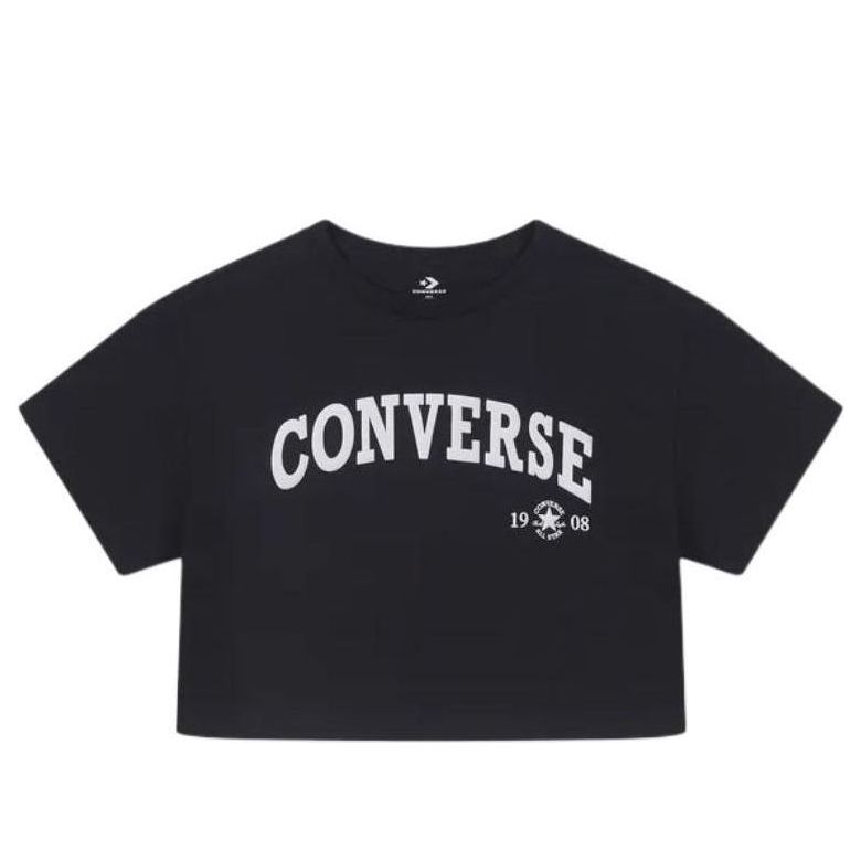 Krop-top Converse Retro Chuck Cropped T-Shirt Črna | 10026367-A02