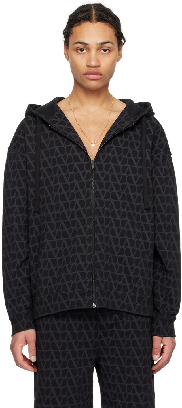 Pulover Valentino Iconographe Hoodie Črna | 4V3MF27K9VU