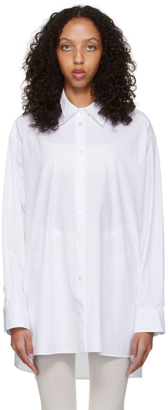 Srajce The Row Luka Oversized Cotton Poplin Shirt Bela | 5648-W2043