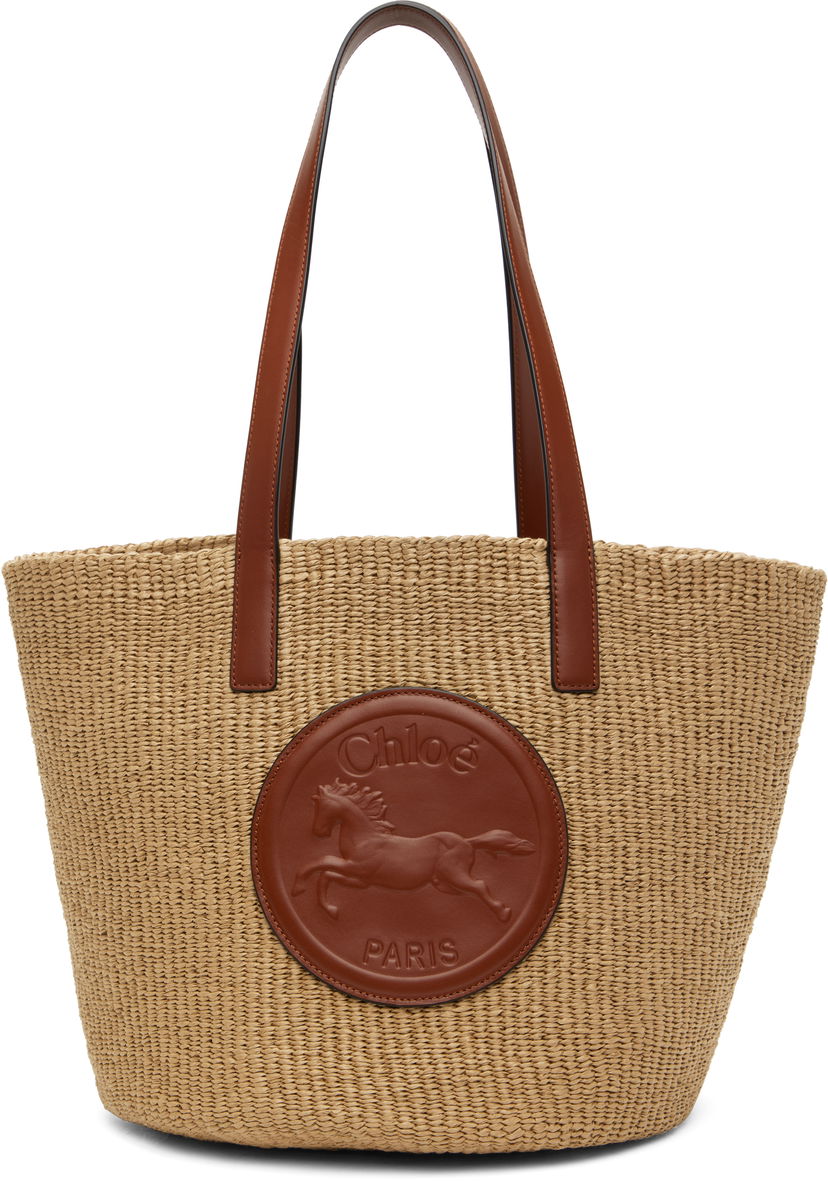 Tote bag CHLOÉ Chloe Horse Medal Basket Tote Bež | CHC25SS591O82