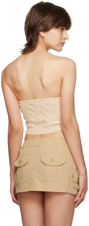 Krop-top GUIZIO Guizio Cable Knit Strapless Tube Top Bež | DGF22C104_CRM, 2
