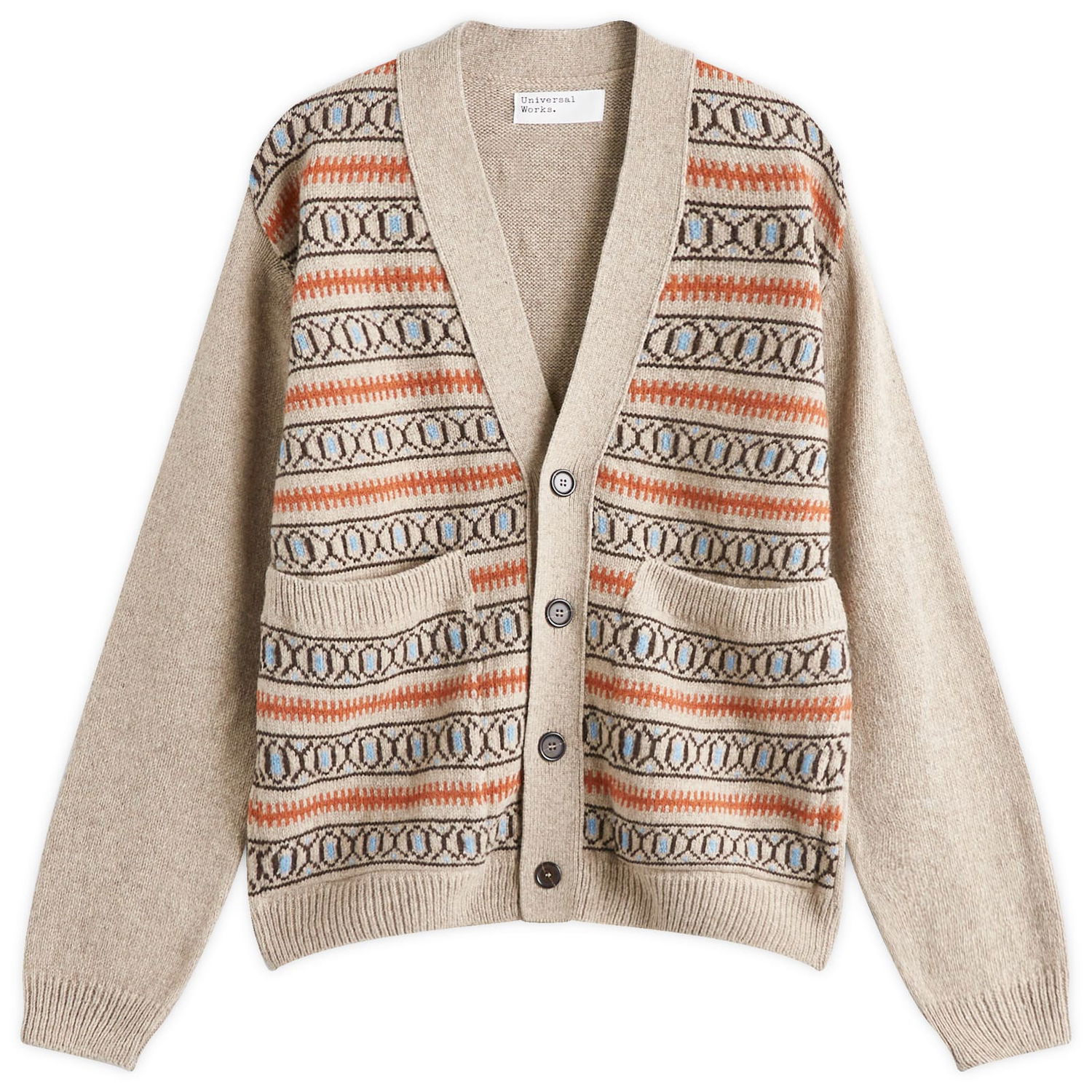 Pleteni pulover Universal Works Langdale Knit Cardigan, Size Large Bež | P31214-OAT, 0