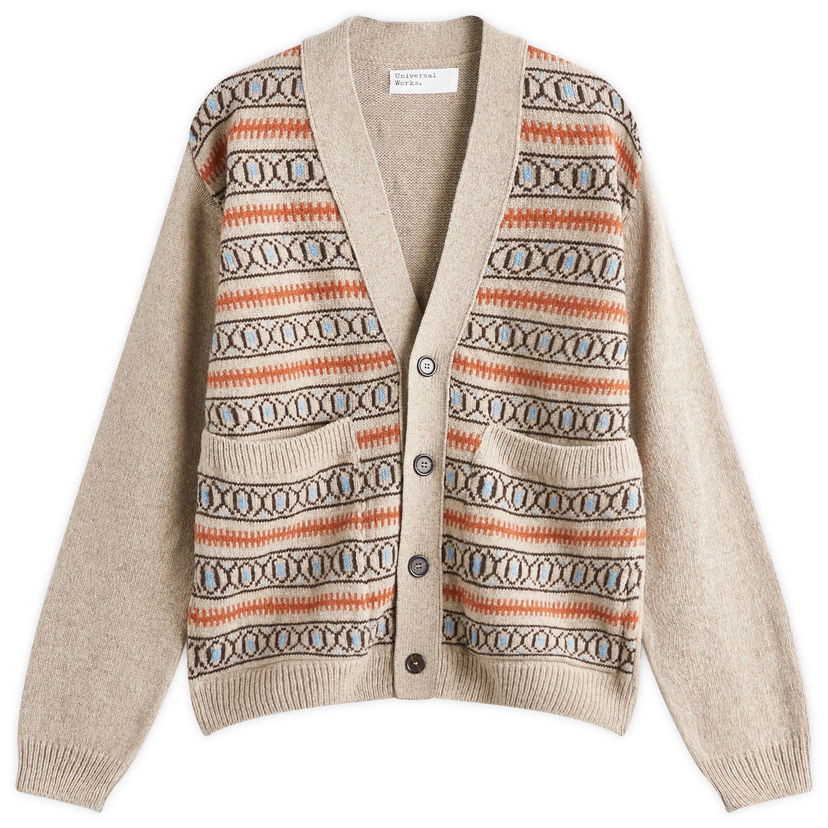 Pleteni pulover Universal Works Langdale Knit Cardigan, Size Large Bež | P31214-OAT