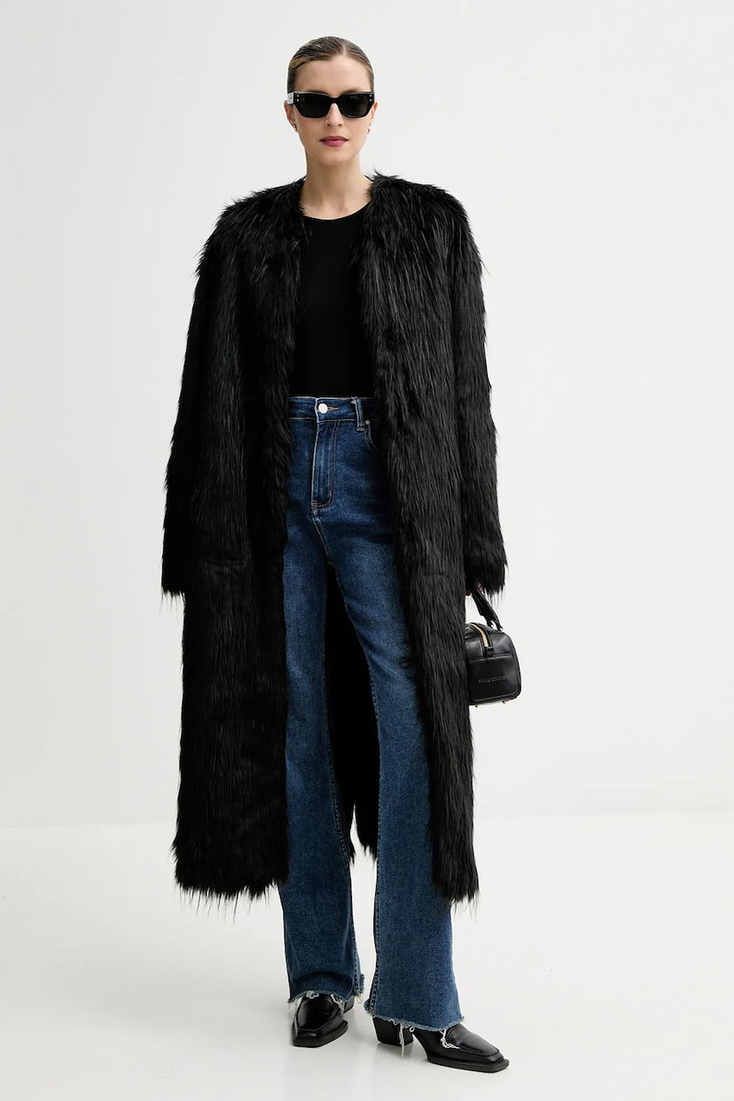 Plašči STAND STUDIO Carolina Long Faux Fur Coat Črna | 66577.9414
