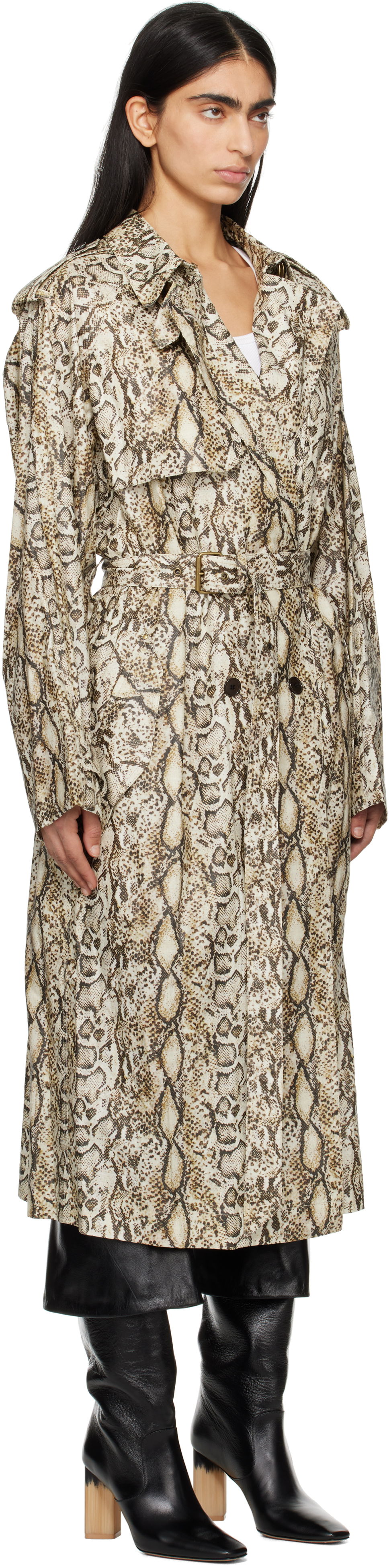 Trenčkot ISABEL MARANT Isabel Marant Freanne Snakeskin Trench Coat Bež | MA0410FA-C1C01I, 1