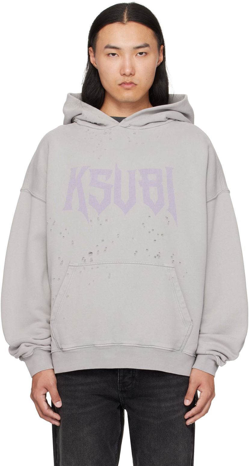 Pulover Ksubi Blasted Hoodie Siva | MFA25FL005