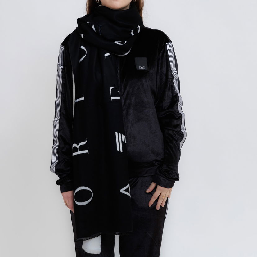 Šala Emporio Armani EA7 Emporio Armani Wide Logo Scarf Črna | 7W000022-AF10450