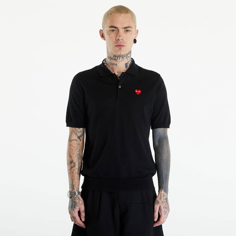 Majica Comme des Garçons PLAY Red Emblem Sweater UNISEX Black Črna | AXN094 black