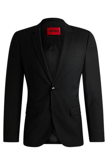 Jakna BOSS HUGO Extra-Slim Fit Stretch Wool Blend Jacket Črna | 50446523, 0