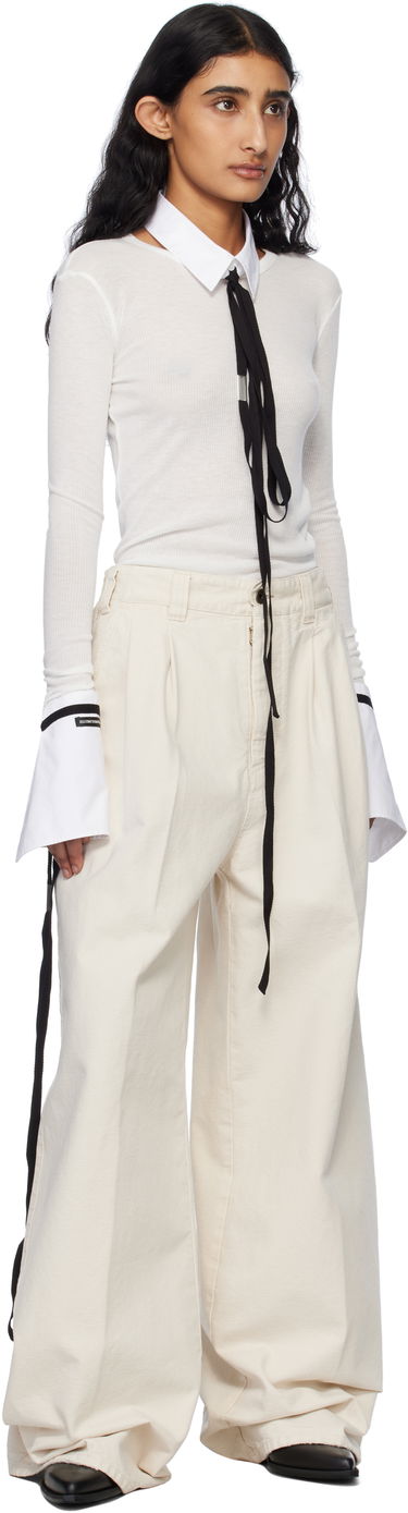 Srajce Ann Demeulemeester Ann Demeulemeester Fiene Long Sleeve T-Shirt Bela | 2510-W-JTS12-FA570-002, 4