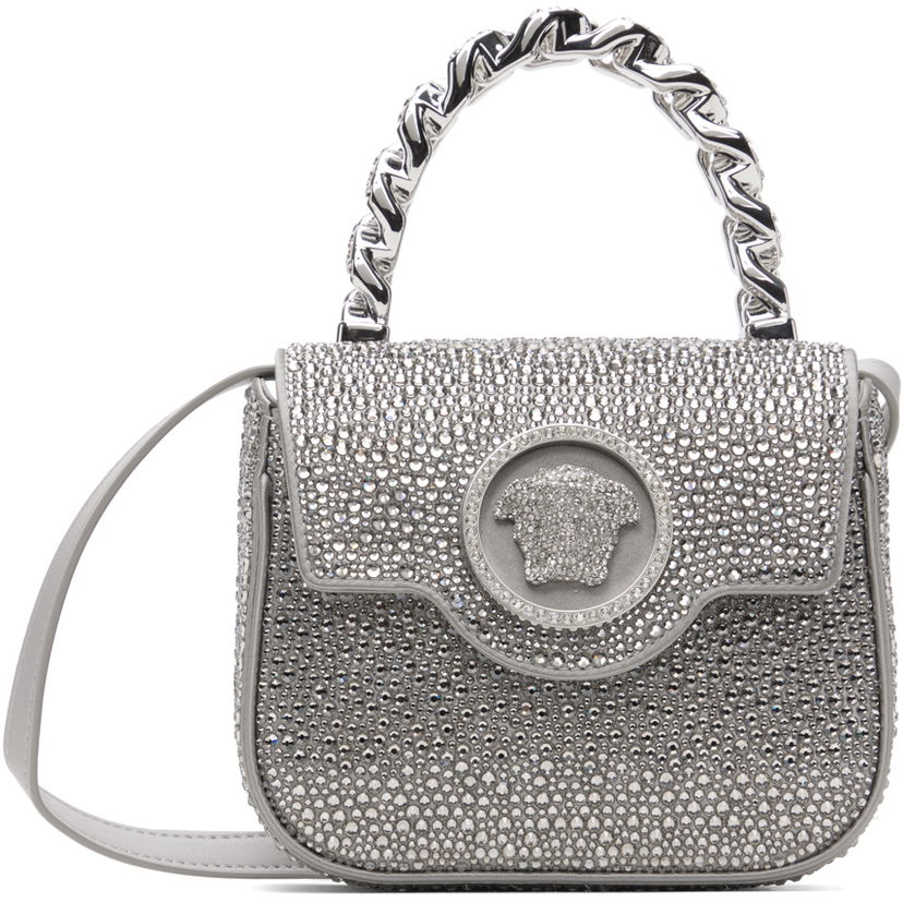 Torbica Versace Silver Crystal 'La Medusa' Mini Bag Kovinski | 1003016_1A06487