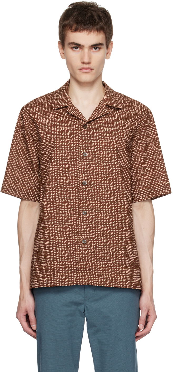 Srajce Paul Smith Paul Smith Mini Tile Short Sleeve Button-Up Shirt Rjava | M1R-905U-L02054