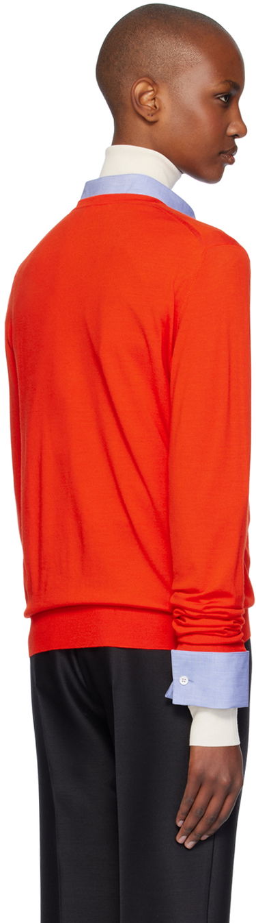 Pleteni pulover The Row The Row Haius V-Neck Sweater Rdeča | 8253-Y590, 2