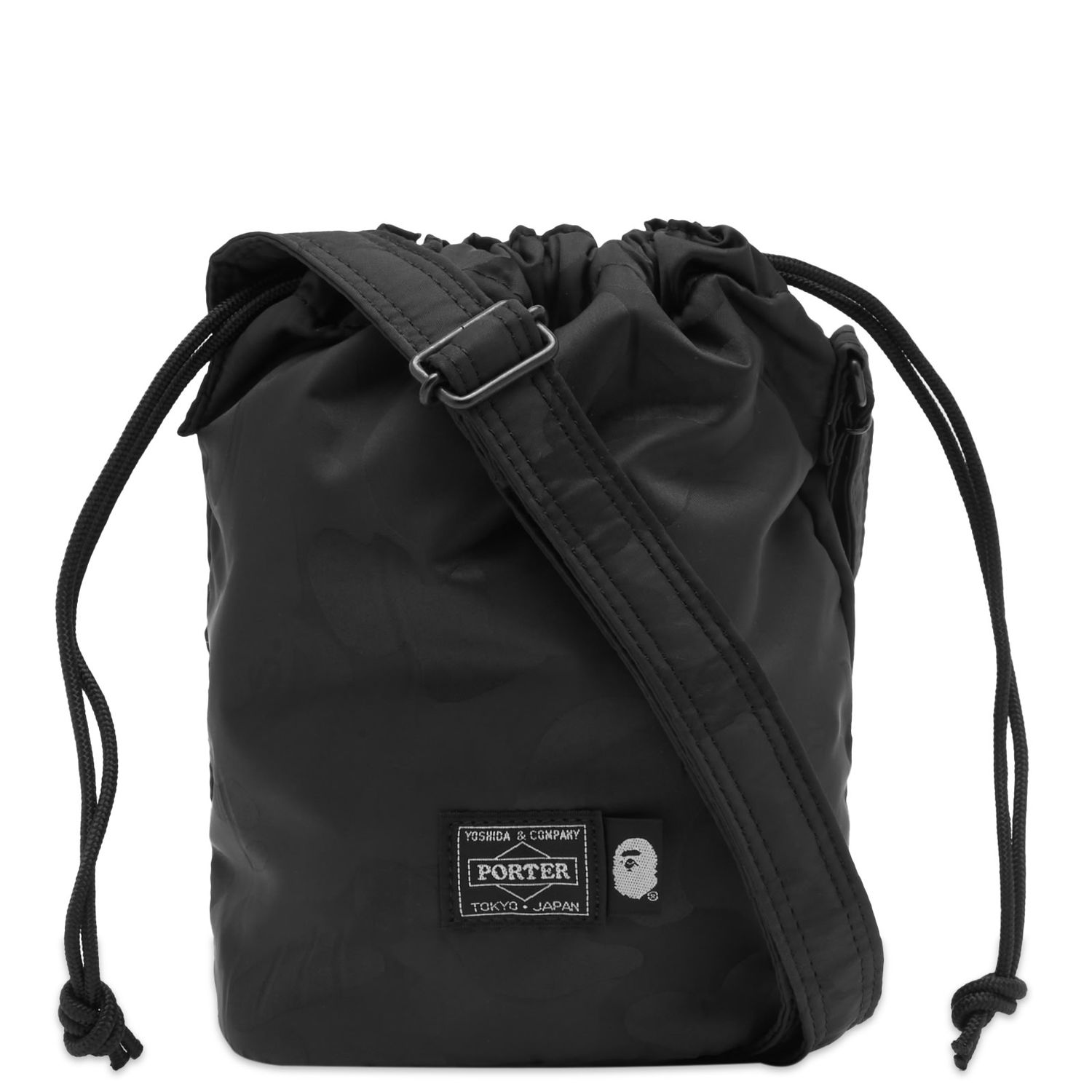 Nahrbtnik BAPE Porter Solid Camo Drawstring Bag Black Črna | 001SGJ301902C-BLK, 0