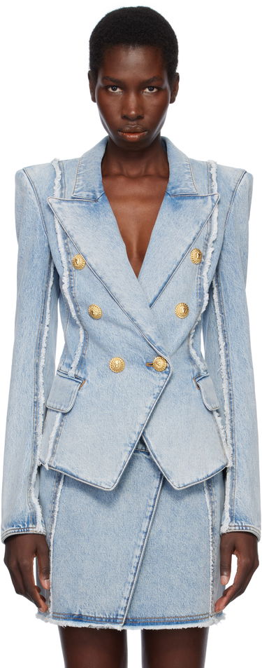 Jakna Balmain Balmain 6-Button Tailored Denim Blazer Modra | EF0SG220DF75, 0