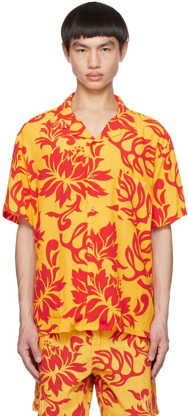 Srajce ERL ERL Floral-Print Shirt Rumena | ERL06B003