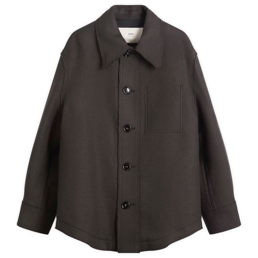 Jakna AMI Boiled Wool Gabardine Button-Down Jacket Rjava | H25UJK824-WV0078-020H25