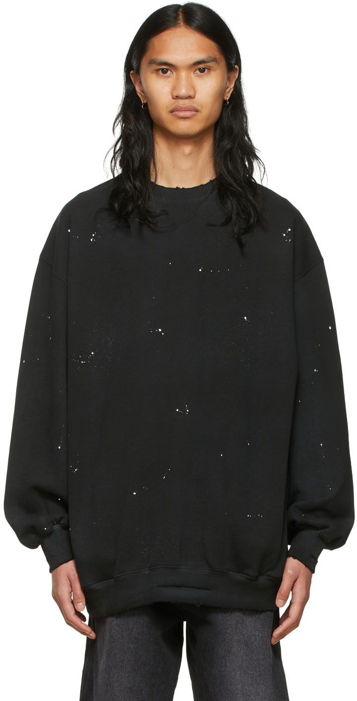 Pulover We11done We11done Paint Splatter Sweatshirt Črna | WD-TS1-22-620-U-BK