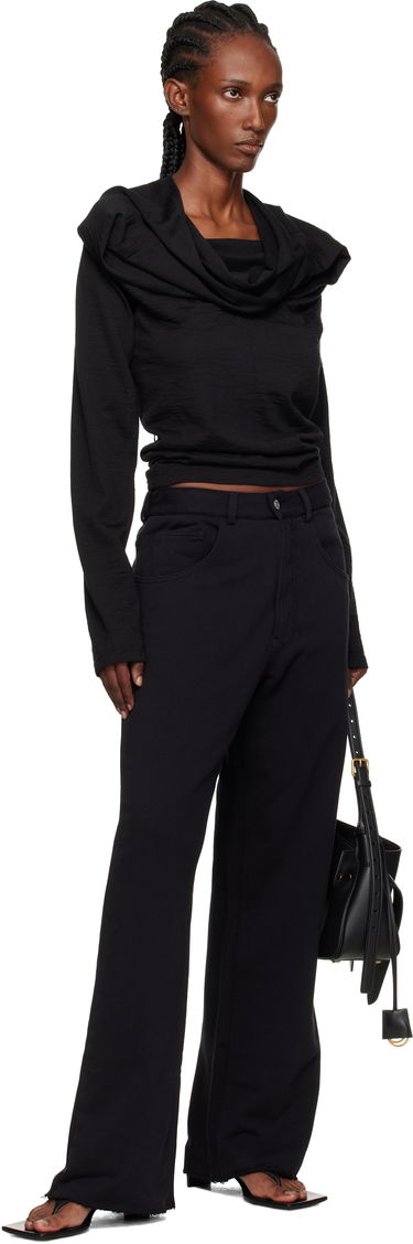 Majica Maison Margiela MM6 Maison Margiela Wool Jersey Cowl Neck Long Sleeve Top Črna | S52NH0031 M20124, 3