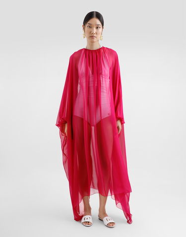 Obleke Dolce & Gabbana Dolce & Gabbana Silk Chiffon Caftan with Drawstring Rdeča | F6JFUTFU1ATF4079, 1