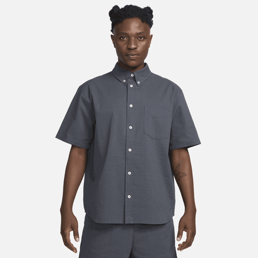 Srajce Nike Seersucker Short Sleeve Button-Up Shirt Modra | FN3222-060