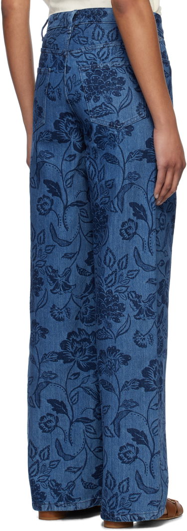 Kavbojke A.P.C. A.P.C. Elisabeth Floral-Print Wide-Leg Jeans Modra | COHGQ-F09181, 2