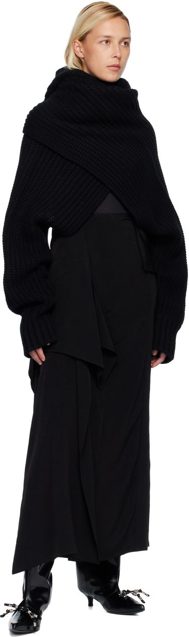 Pleteni pulover sacai Oversized Wool Knit Crossover Turtleneck Črna | 25-08201, 3