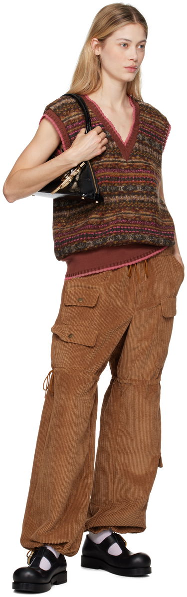 Cargo hlače Anna Sui Corduroy Drawstring Cargo Trousers Rjava | 624V40, 3