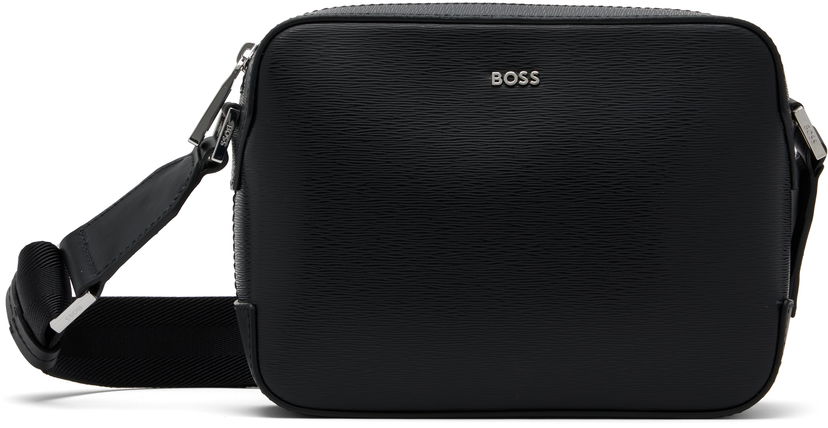 Torba za čez ramo BOSS BOSS Textured Logo Crossbody Bag Črna | 50548274