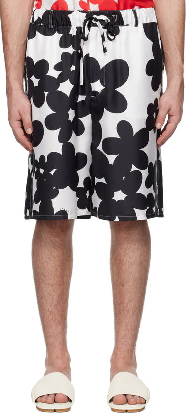 Kratke hlače Marni Marni Dillies Print Silk Bermuda Shorts Bela | PUMU0291A1 UTSG26, 0