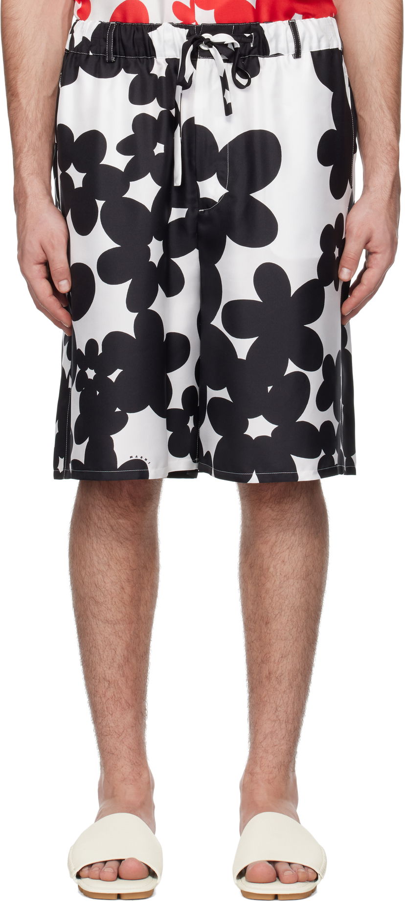 Kratke hlače Marni Marni Dillies Print Silk Bermuda Shorts Bela | PUMU0291A1 UTSG26