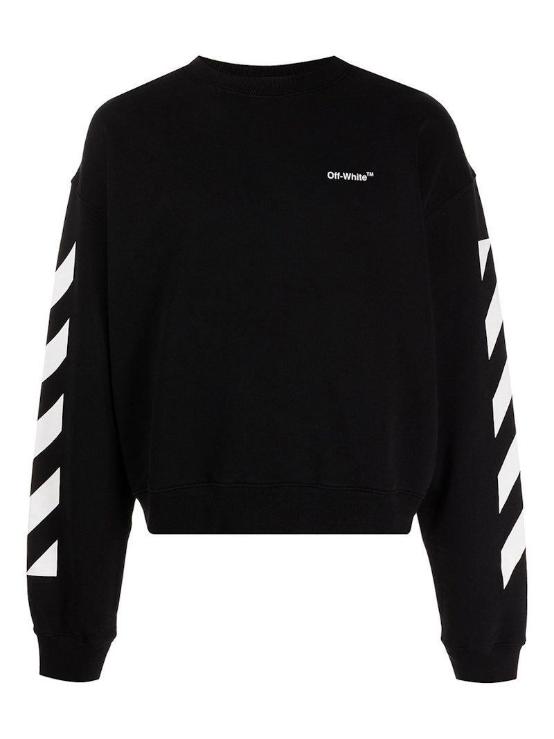 Pulover Off-White Diagonal Helvetica Oversized Sweatshirt Črna | OMBA058C99FLE0011001
