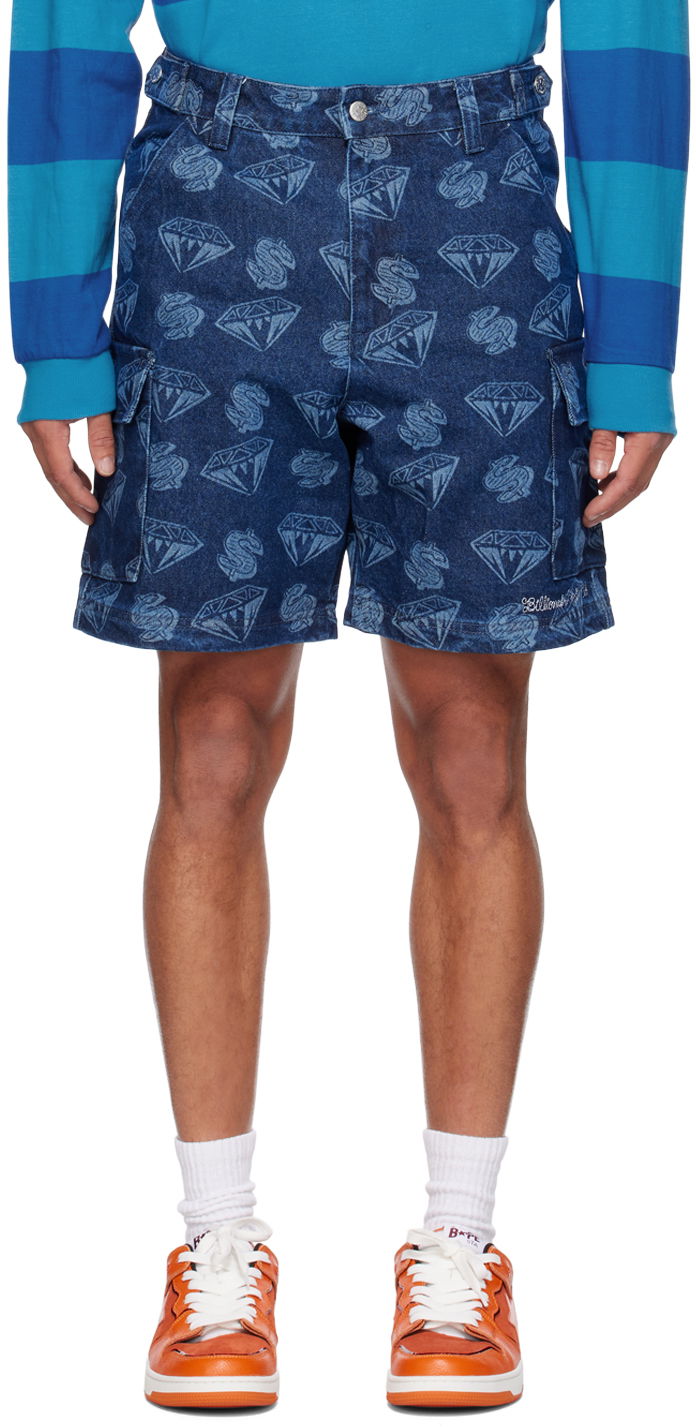 Kratke hlače BILLIONAIRE BOYS CLUB Billionaire Boys Club Printed Denim Cargo Shorts Modra | B23153