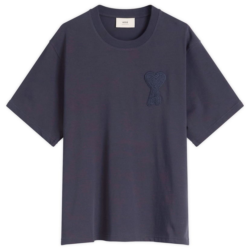 Majica AMI AMI Paris Men's Woven Logo T-Shirt, Size Large Mornarica | HTS055-726-4011