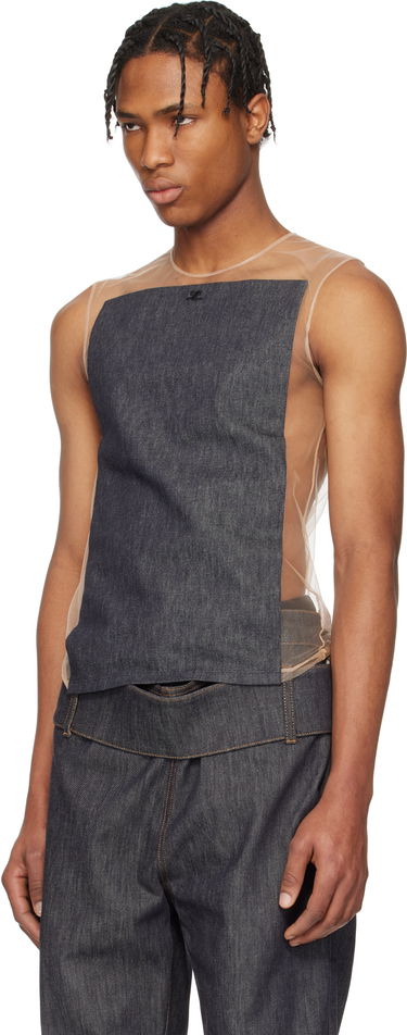 Majica brez rokavov Courrèges Courrèges Illusion Square Denim Tank Top Bež | 125JDE092DE0035, 3