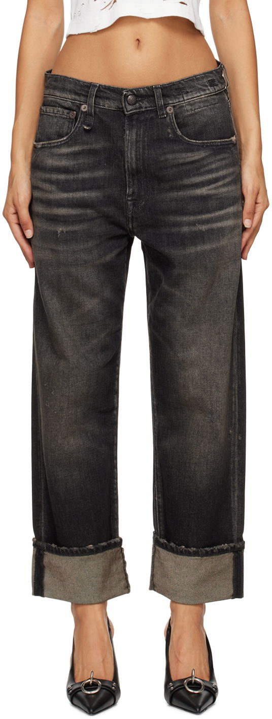 Kavbojke R13 R13 Cuffed X-Boyfriend Jeans Črna | R13WD111-D152C