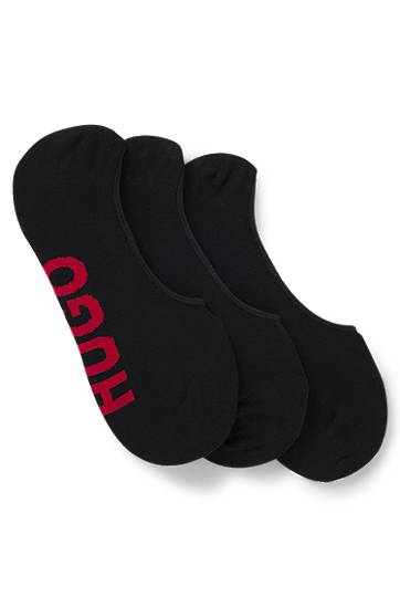 Nogavice BOSS Three-Pack of Invisible Socks with Large Logos Črna | 50541589, 0