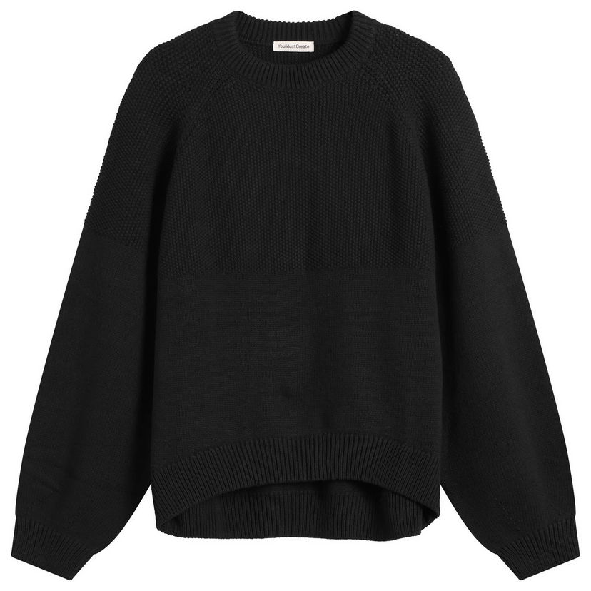 Pleteni pulover YMC Bellow Sleeve Knit Sweater Črna | Q8ZAK-01