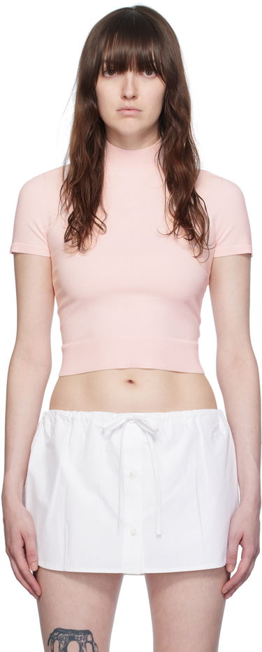 Krila Alexander Wang Alexanderwang.t Mock Neck Cropped T-Shirt Bela | 4KC3241029, 0