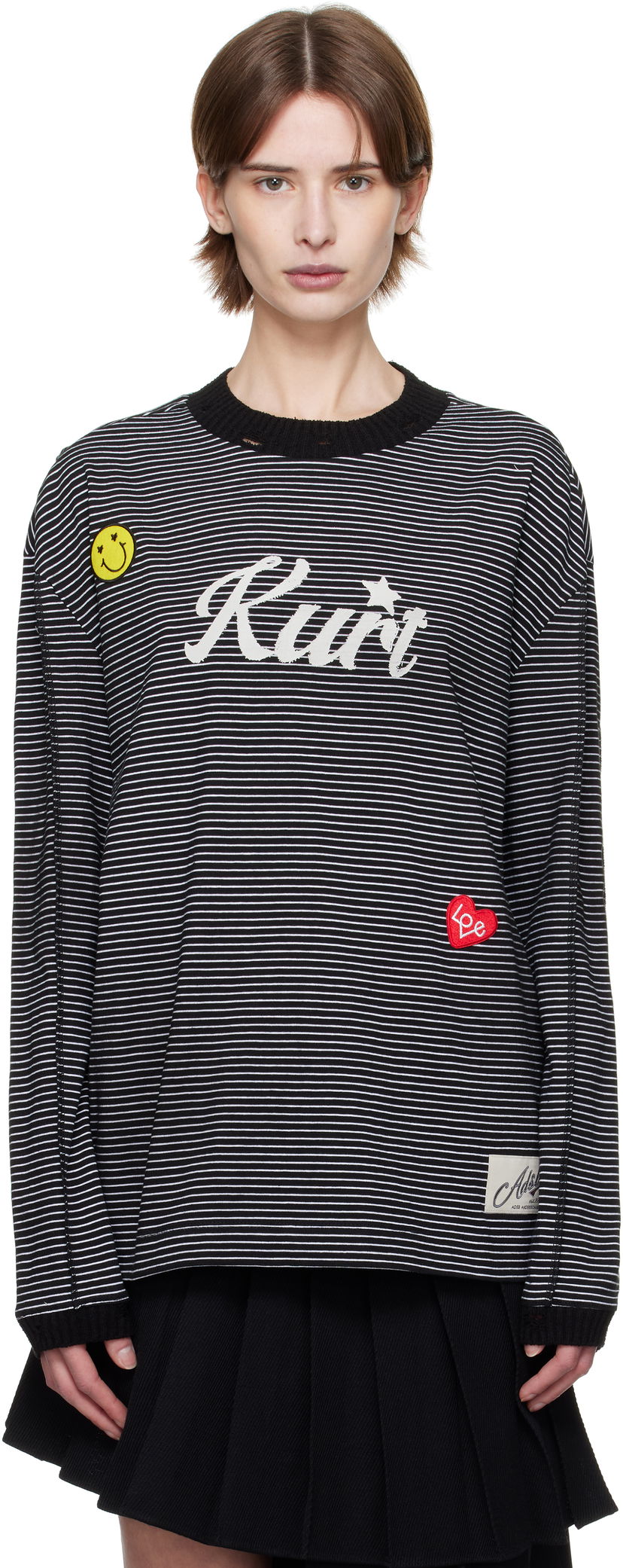 Pleteni pulover Andersson Bell Andersson Bell Kurt Striped Long Sleeve T-Shirt Črna | atb1247m