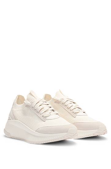 Oblačila in dodatki BOSS TTNM EVO Knitted and Suede Trainers Bela | 50536413