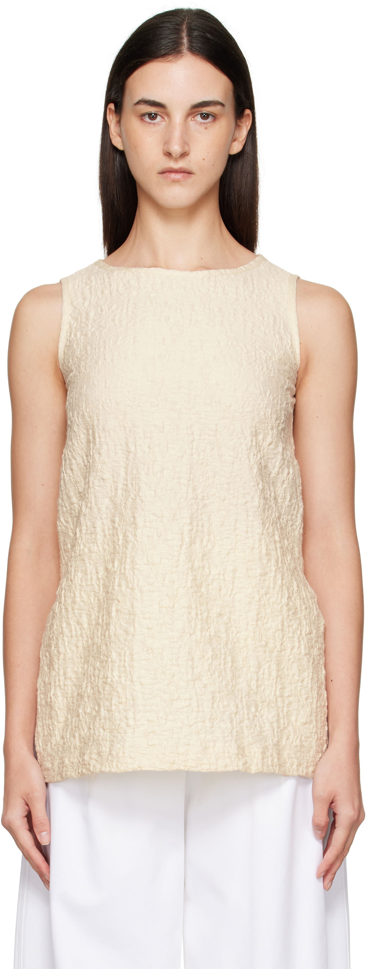 Majica brez rokavov Max Mara Max Mara Textured Sleeveless Top Bež | 2521946058600, 0
