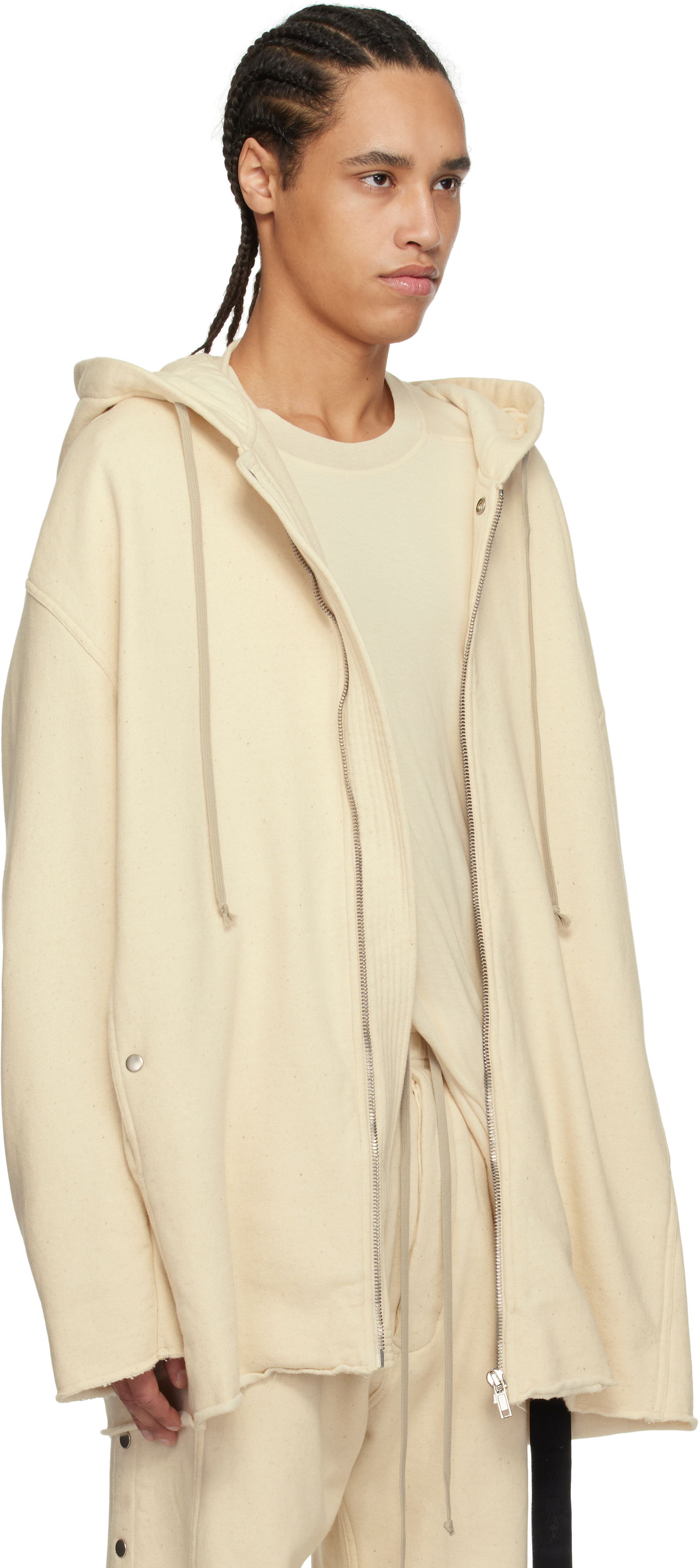 Pulover Rick Owens Rick Owens DRKSHDW Peter Zipped Hoodie Bež | DU01E3289 FN, 1