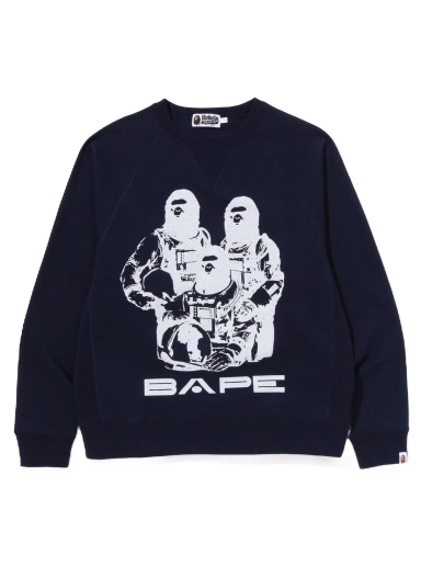 Pleteni pulover BAPE Relaxed Fit Space System Crewneck Mornarica | 1J30-113-005