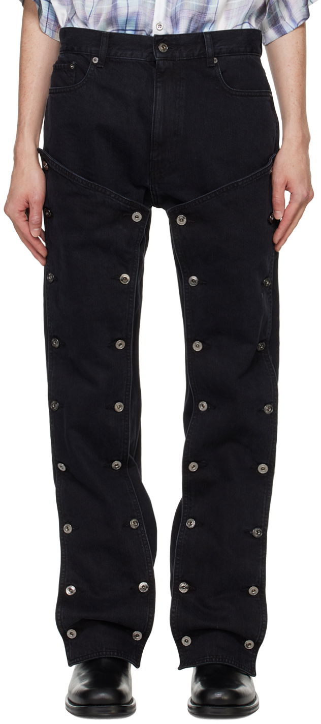 Kavbojke Y/PROJECT Black Snap Off Jeans Črna | 207PA009
