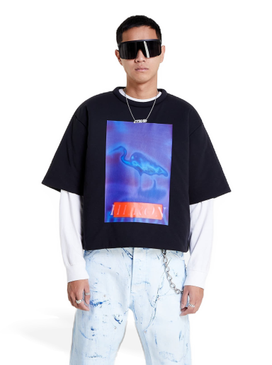 Majica HERON PRESTON Censored Padded Tee Črna | HMAA033F22JER0011046